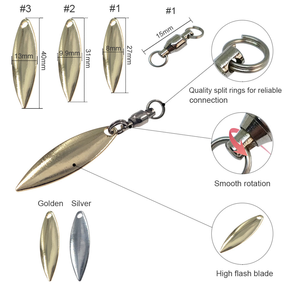 10pcs Willowleaf Blades Spinne - Fishing Lure Blade Bait 评论和价格