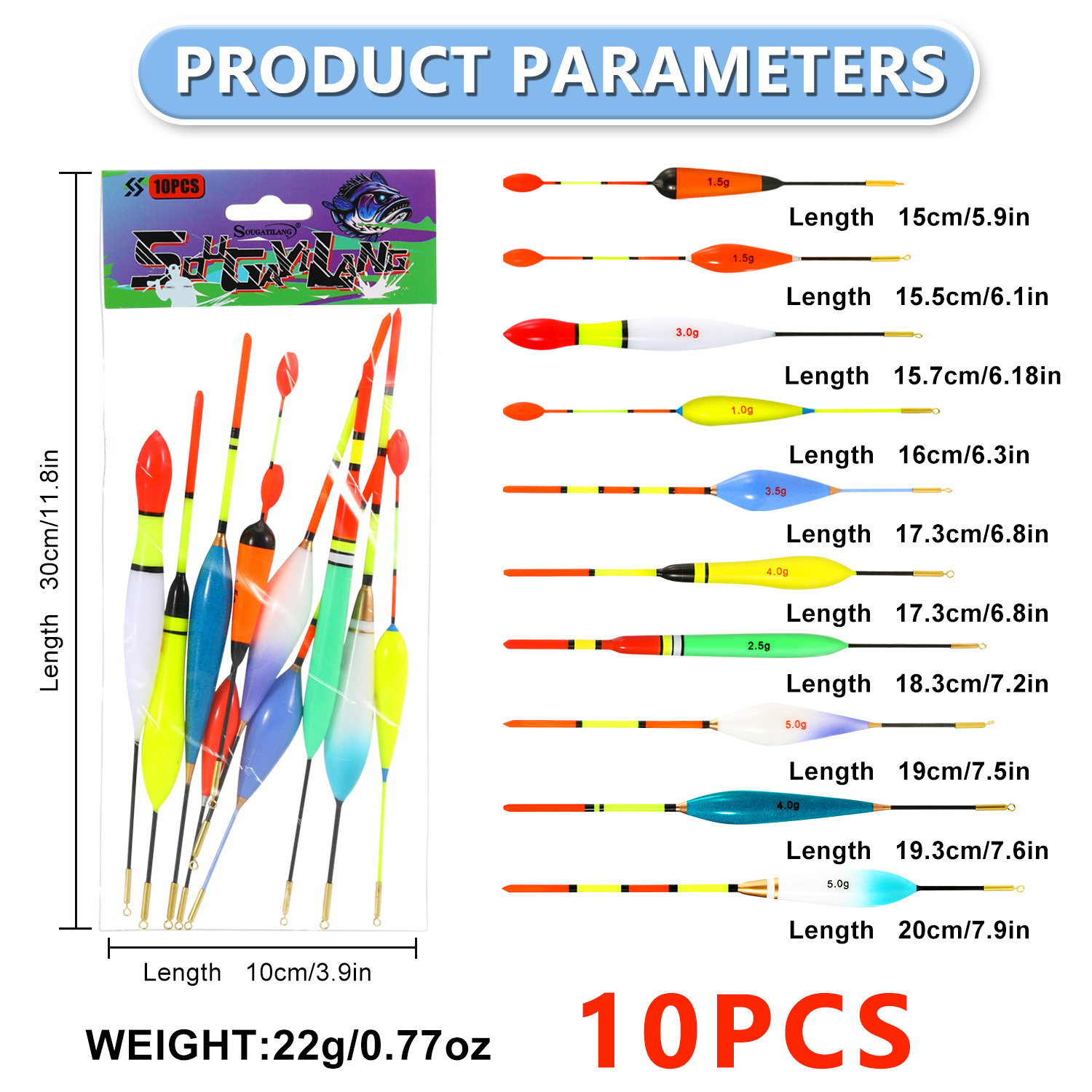 EVA Fishing Float Set 10pc 1.5 - Fishing Lure Topwater 评论和价格